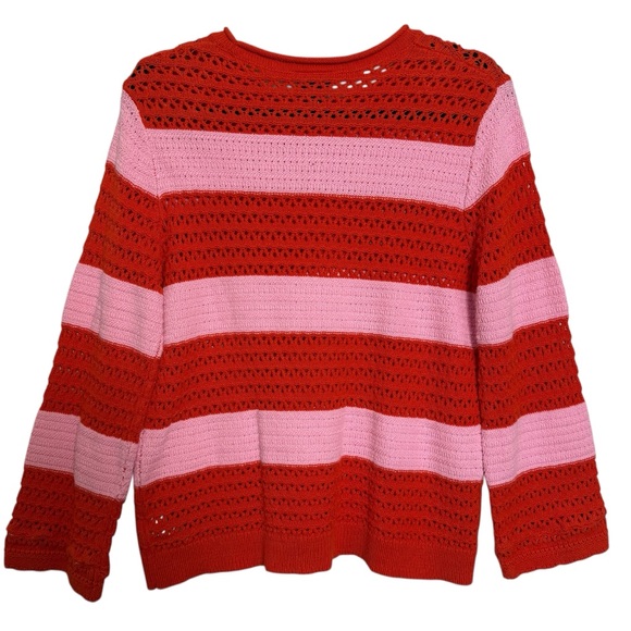 Scoop Crochet Knit Sweater Skirt Set Red Pink Stripe XL Coquette - Picture 10 of 14